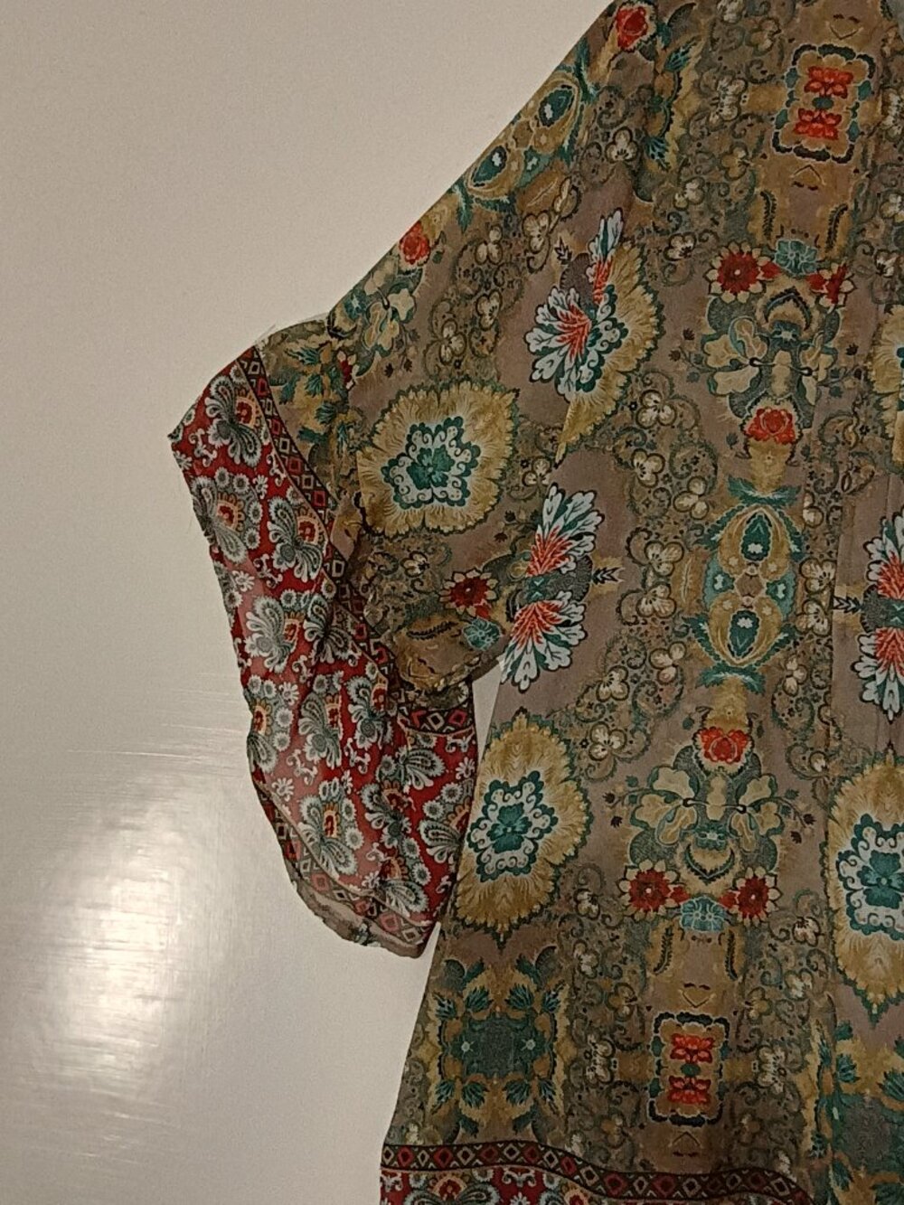 Unity World Wear XL Boho Floral Bell Sleeve High Low Blouse Top - Picture 7 of 8
